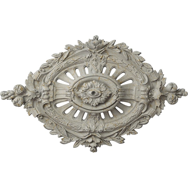 Ekena Millwork Antonio Ceiling Medallion, Hand-Painted Pot of Cream Crackle, 35 7/8"W x 22 1/2"H x 4 3/8"P CM35X22ANPCC - main